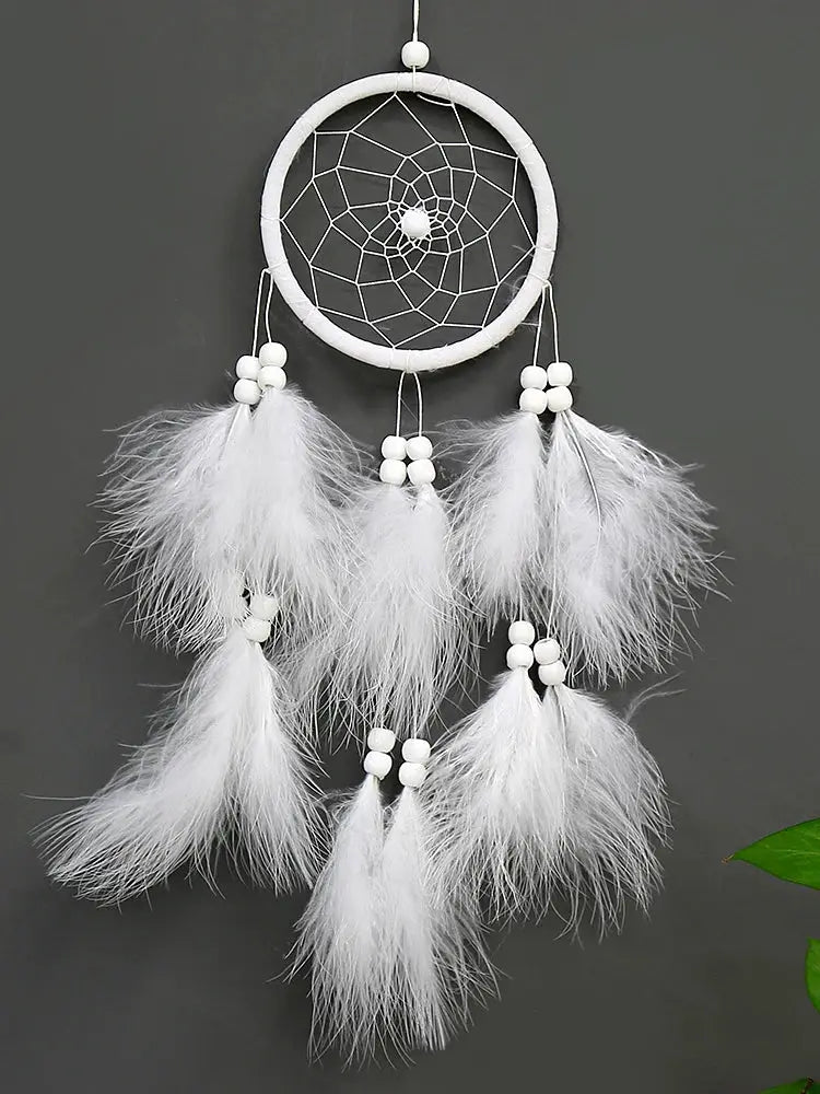White Dream Catcher Wind Chime Creative Hand-woven Feather Car Pendant Bedroom Garden Outdoor Hanging Ornaments Home Decoration from PriceLows™