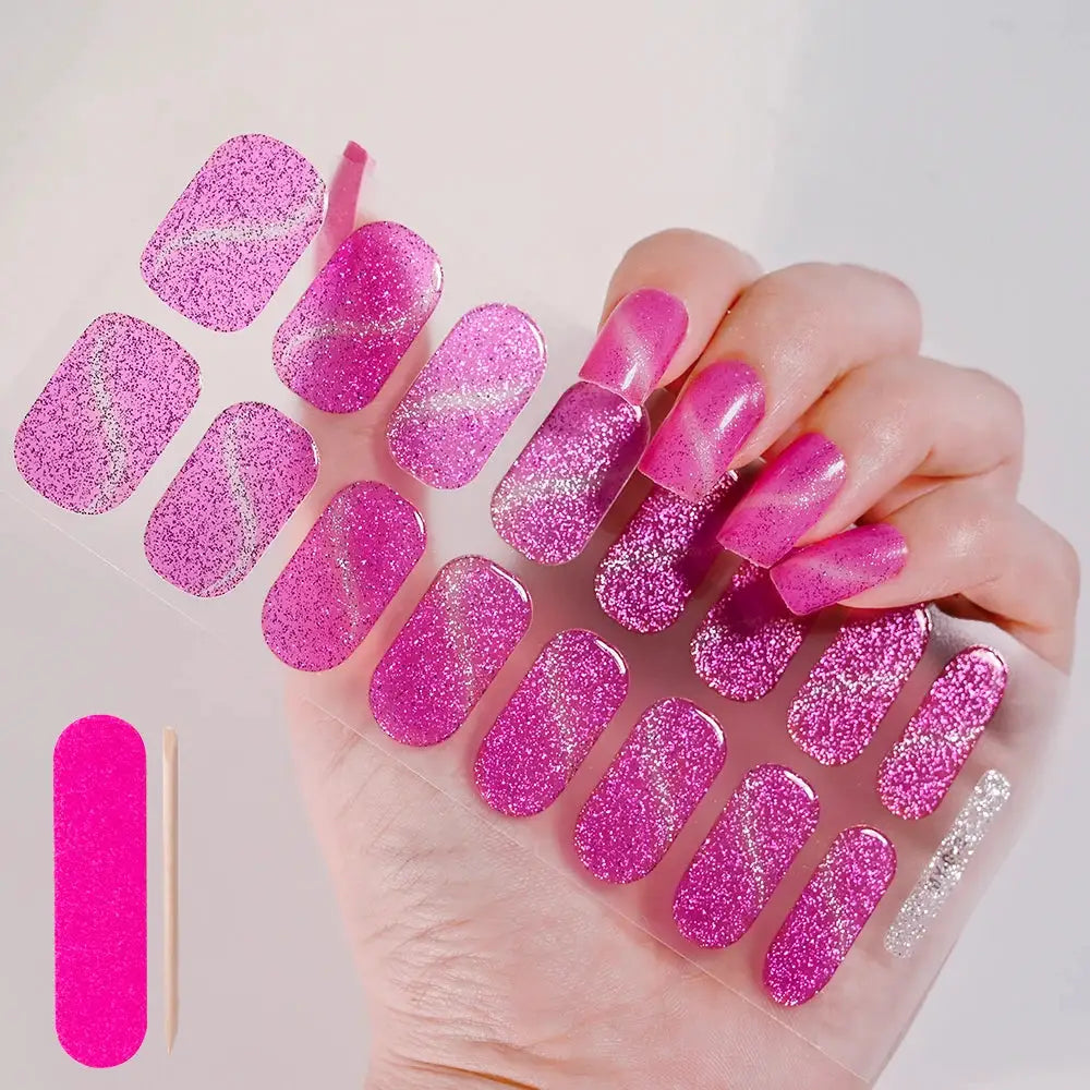 Semi Cured Wraps Fast Gel Nail Sticker Soild Nail Gel Wraps Adhesive Full Cover Gel Nail Decal UV Lamp Cured Manicure Decoration from PriceLows™