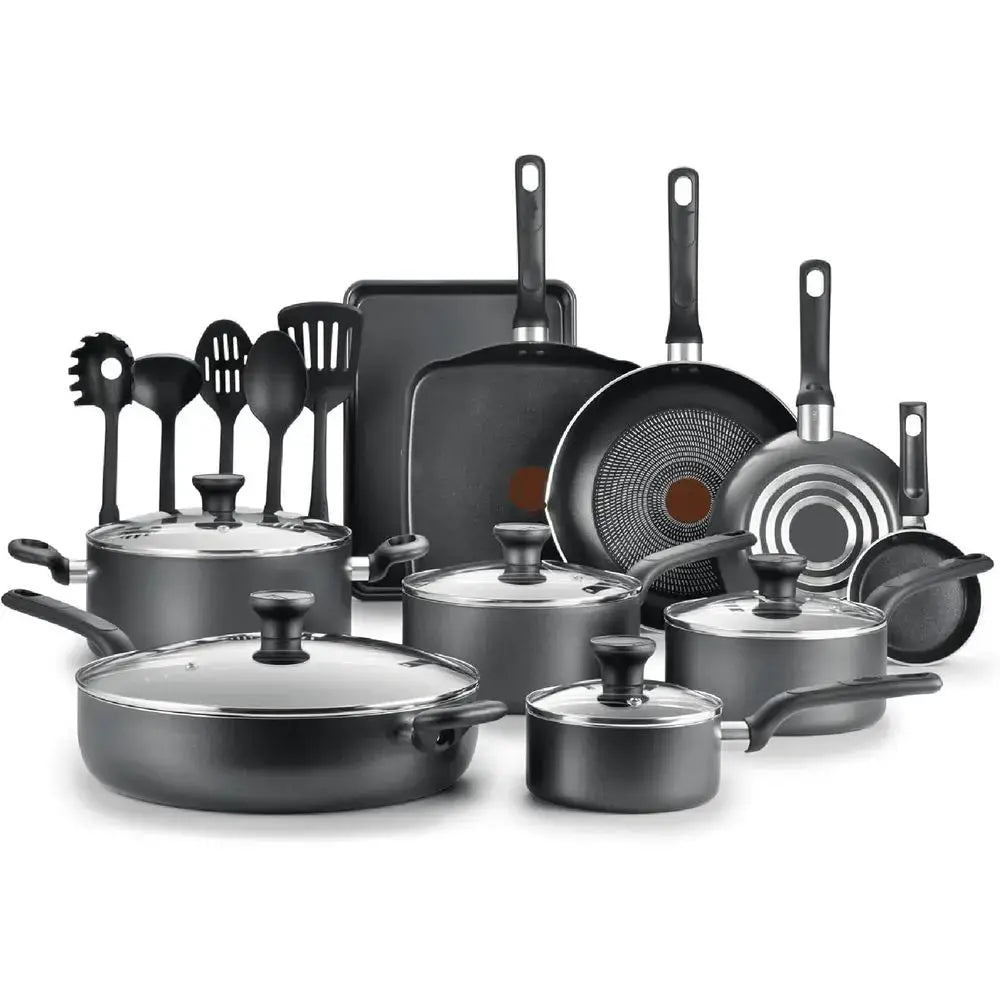 20-Piece Nonstick Cookware Set - Grey, Easy Care, Dishwasher Safe, Heat Indicator from PriceLows™
