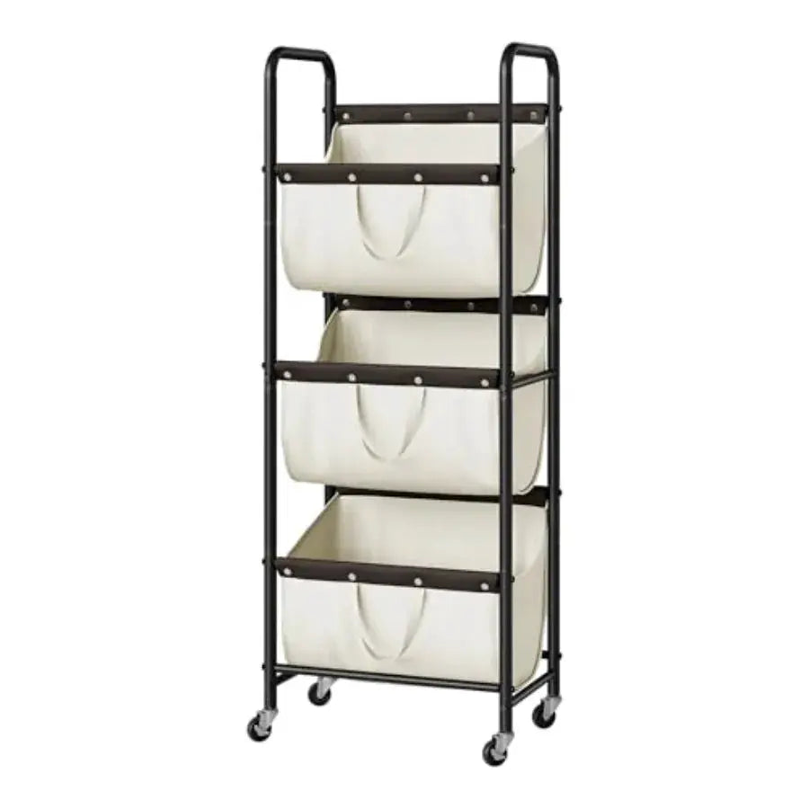 3 Tier Laundry Sorter, Laundry Basket with Wheels, Laundry Room Organization and Storage, 3 Section Rolling Laundry Cart for Do from PriceLows™