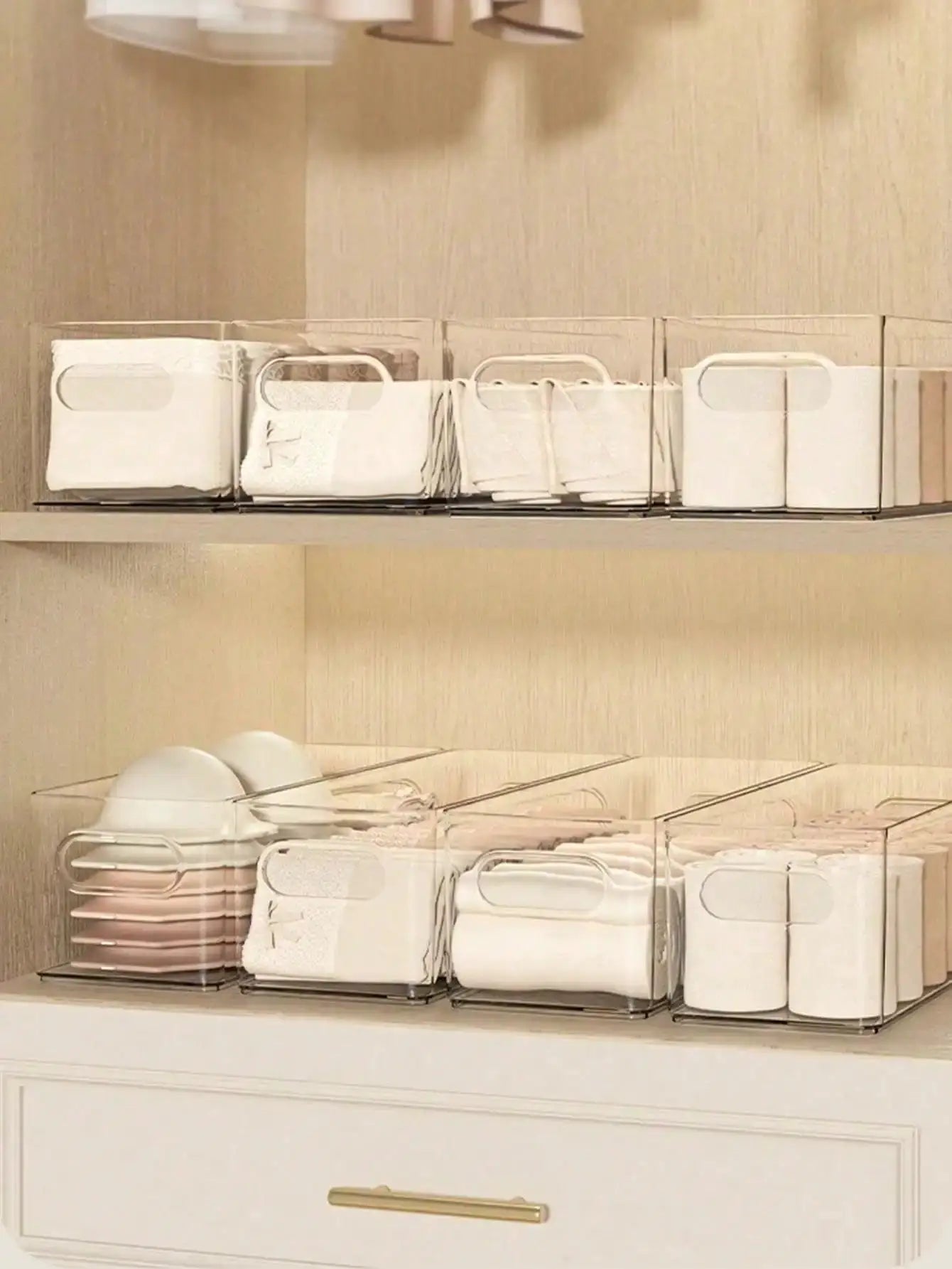 7pcs Transparent Desktop Storage Box Home Underwear Bra Socks Cosmetic Phone Case Refrigerator Drawer Organizer, Clear Acrylic Container Set For Bedroom Closet Bathroom Kitchen Organization, Stackable Multipurpose Storage Sol from PriceLows™