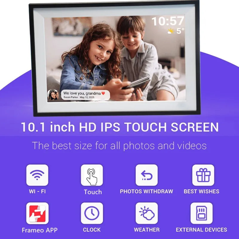 Digital Photo Frame | 10.1-Inch Touchscreen | 1280x800 Resolution | WiFi
