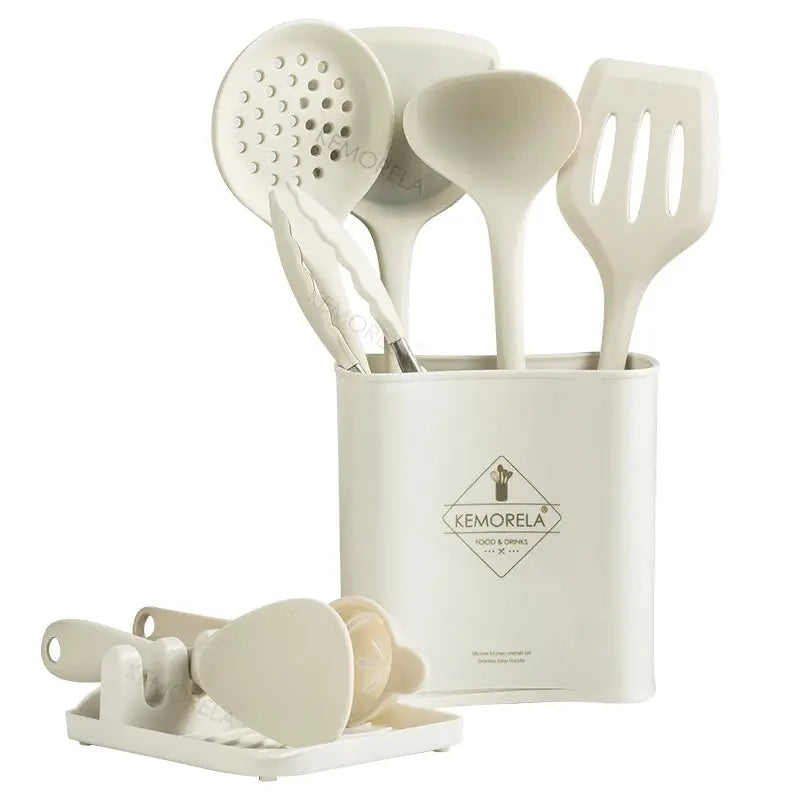 9PCS Silicone Kitchen Utensils Set Non-Stick Cooking For Cookware Silica GelHandle Spatula Egg Grade Kitchen Accessories from PriceLows™