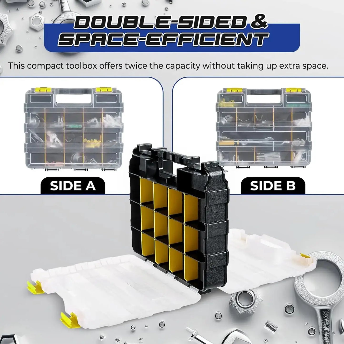 2 Pack Small Parts Organizer, 34-Compartment Double-Sided Tool Box with Removable Dividers for Hardware, Screws, Bolts, Nails & from PriceLows™