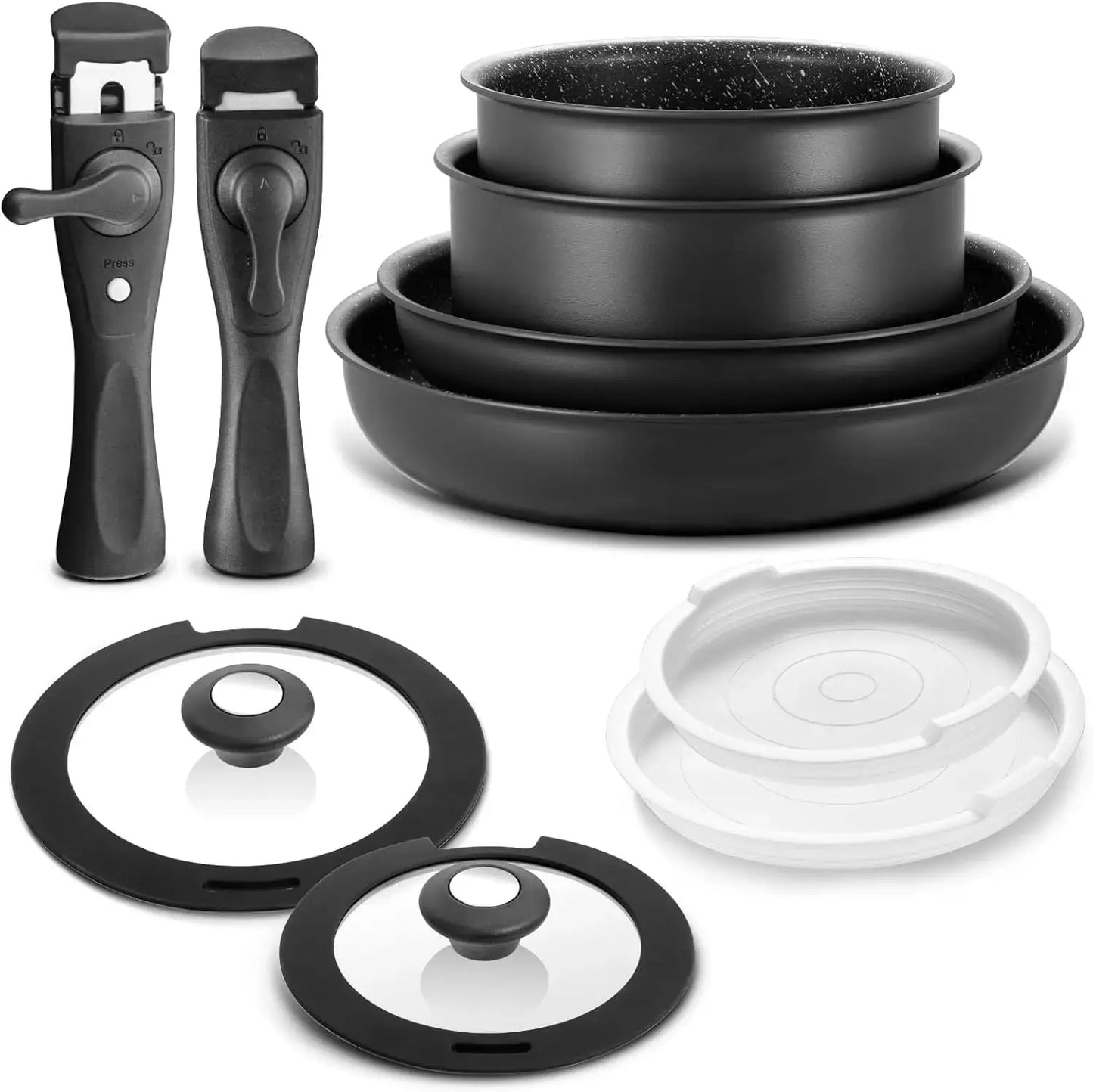 Induction Cookware Set 10 Pieces, Nonstick Pots and Pans Set with Removable Handles, for All Hobs, Stackable Design, Dishwasher/ from PriceLows™