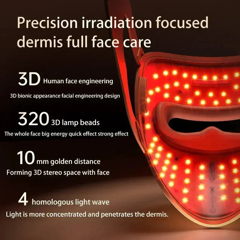 320 LED Beads Facial Photon Beauty Mask 4D Silicone Red Light Photon Skin Rejuvenation Anti Wrinkle Anti Acne Facial Beauty care from PriceLows™