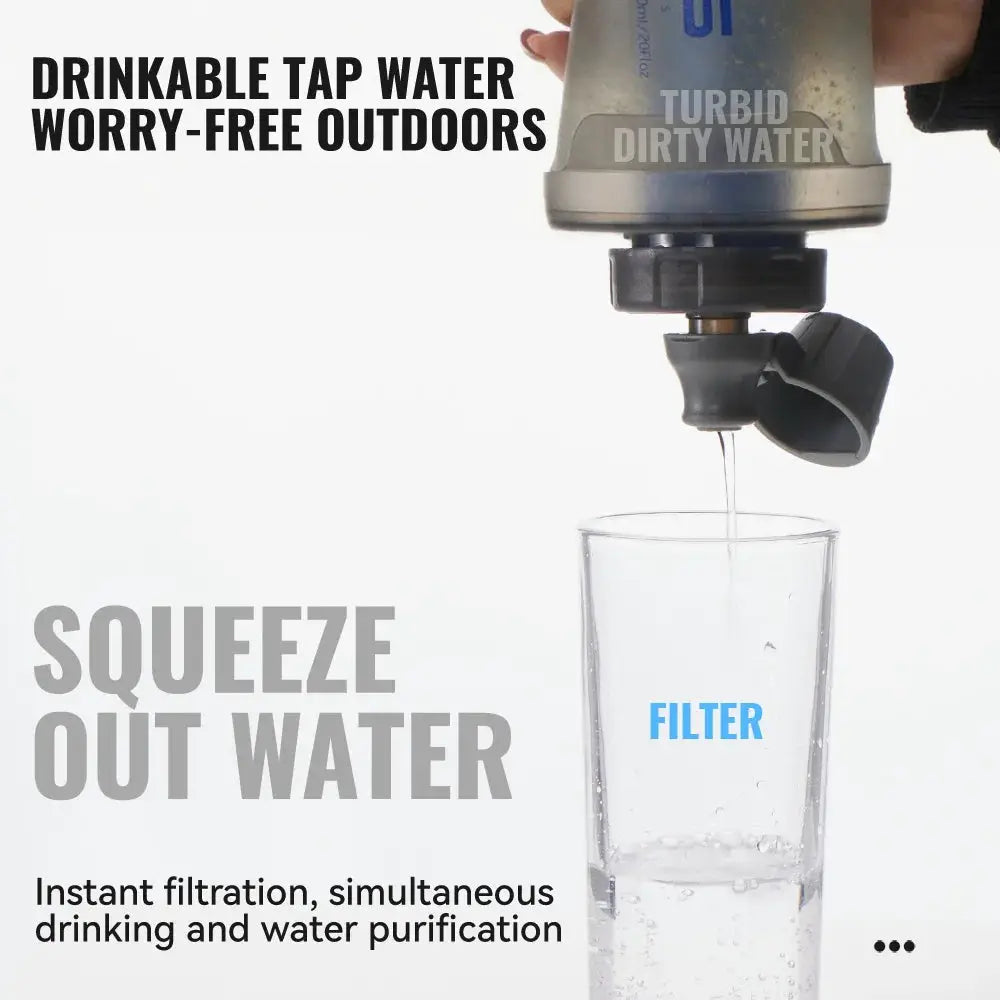 WRELS Soft Water Bottle with Filter Ultralight Collapsible Water Filter Bottle Hydrapak Soft Flask for Hiking Camping Backpack from PriceLows™
