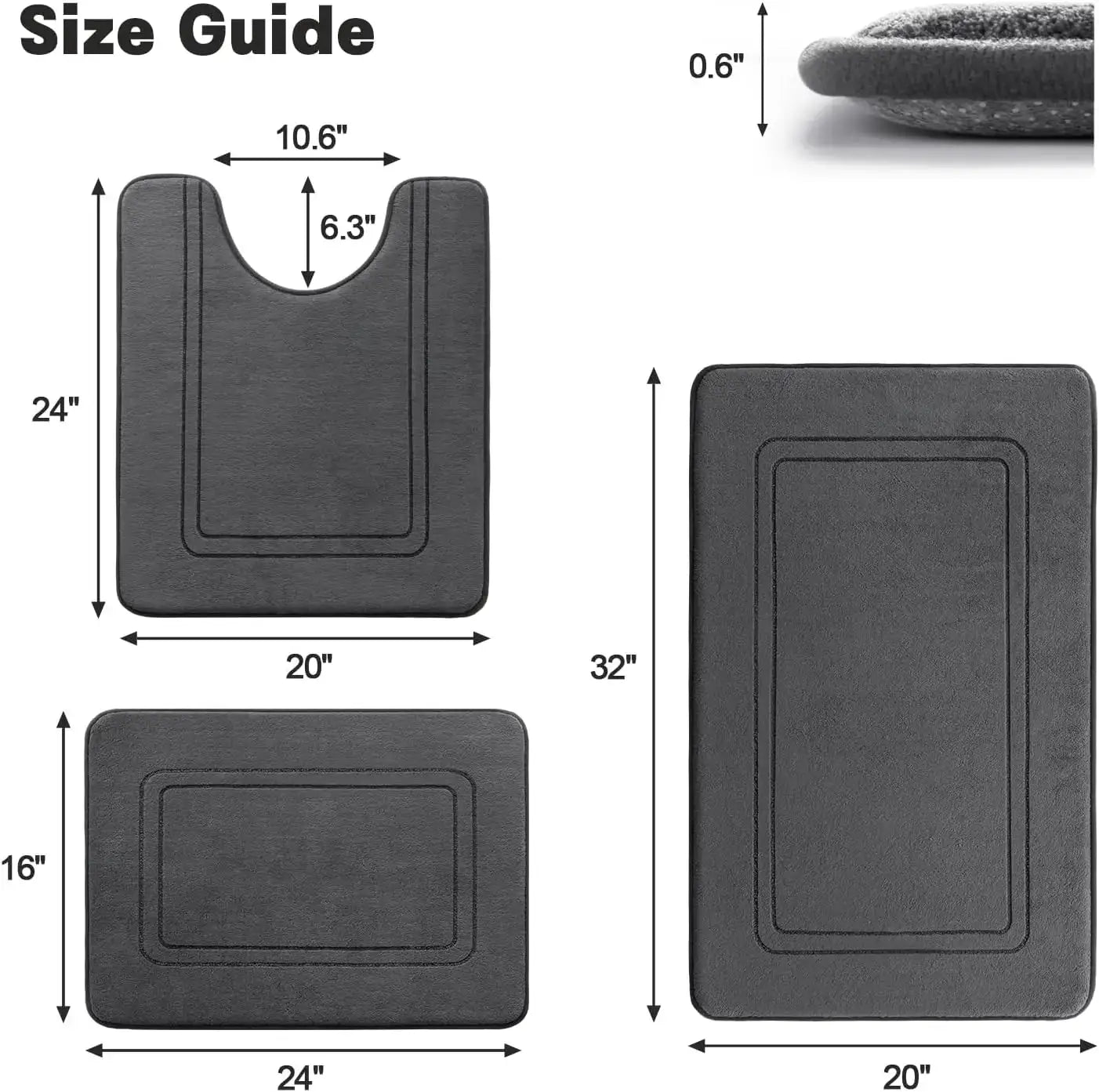 Memory Foam Bath Mat Set, Non Slip Bath Mats for Bathroom, Super Soft Water Absorbent Rug Set, Machine Washable U Shape Toilet from PriceLows™
