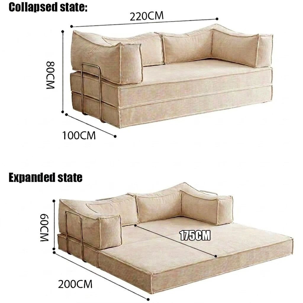 Foldable Sofa Bed | Stainless Steel Armrests | 1.8m, 2m, 2.2m | Living Room