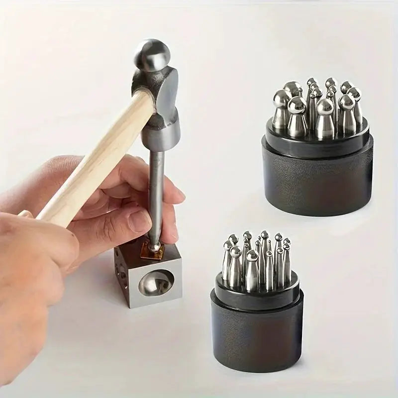 Jewelry Shaping Tool Kit | Steel Dapping Block | Punches Set | Ring Engraving With Storage