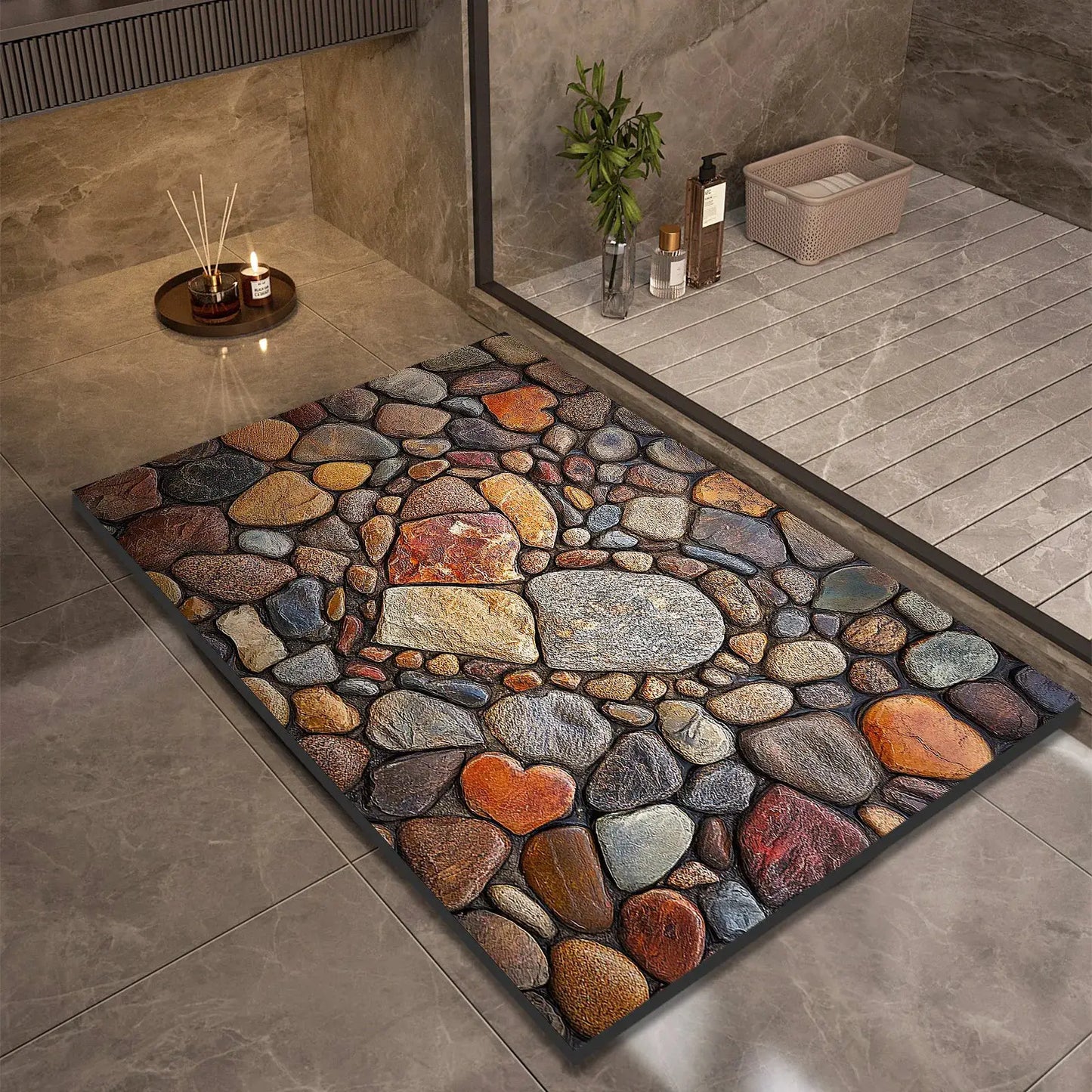 Stone Design Diatomite Bath Mat Bathroom Non-slip Shower Foot Mats Absorbent Quick Dry Toilet Rugs Carpet Doormat Washable from PriceLows™