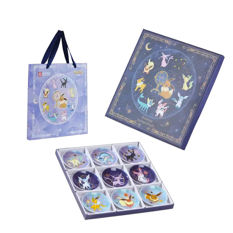 SHUNXIANG Pokémon Licensed Eevee Series Ceramic Plate Set Starry Sky Gift Box 9Pcs Dish Anime Themed Porcelain Tableware Gift from PriceLows™
