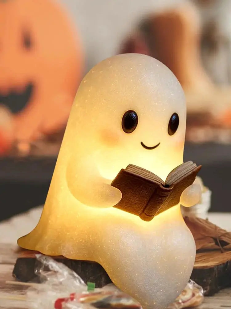 Cute Ghost Reading Book Lamp Halloween Ghost Night Light Halloween Decor for Bedroom Study Room Readers from PriceLows™