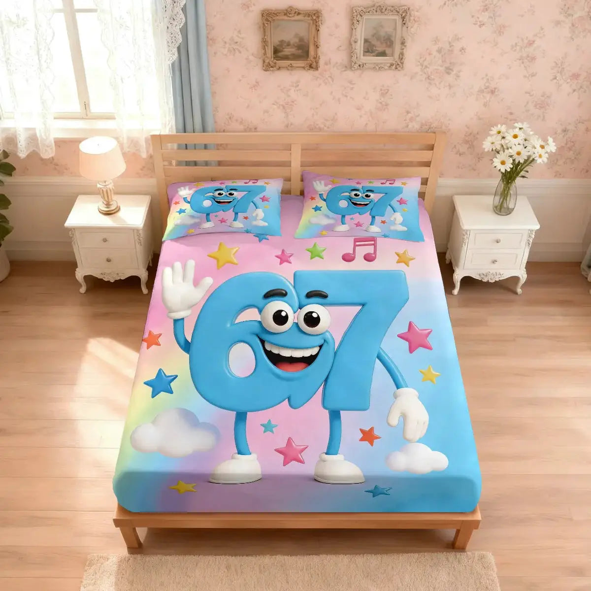 3pcs Cartoon Funny 67 Element Printed Coreless Bedsheet Set, Multi Size Comfortable Bedspread, Bedroom Bedding Decoration from PriceLows™