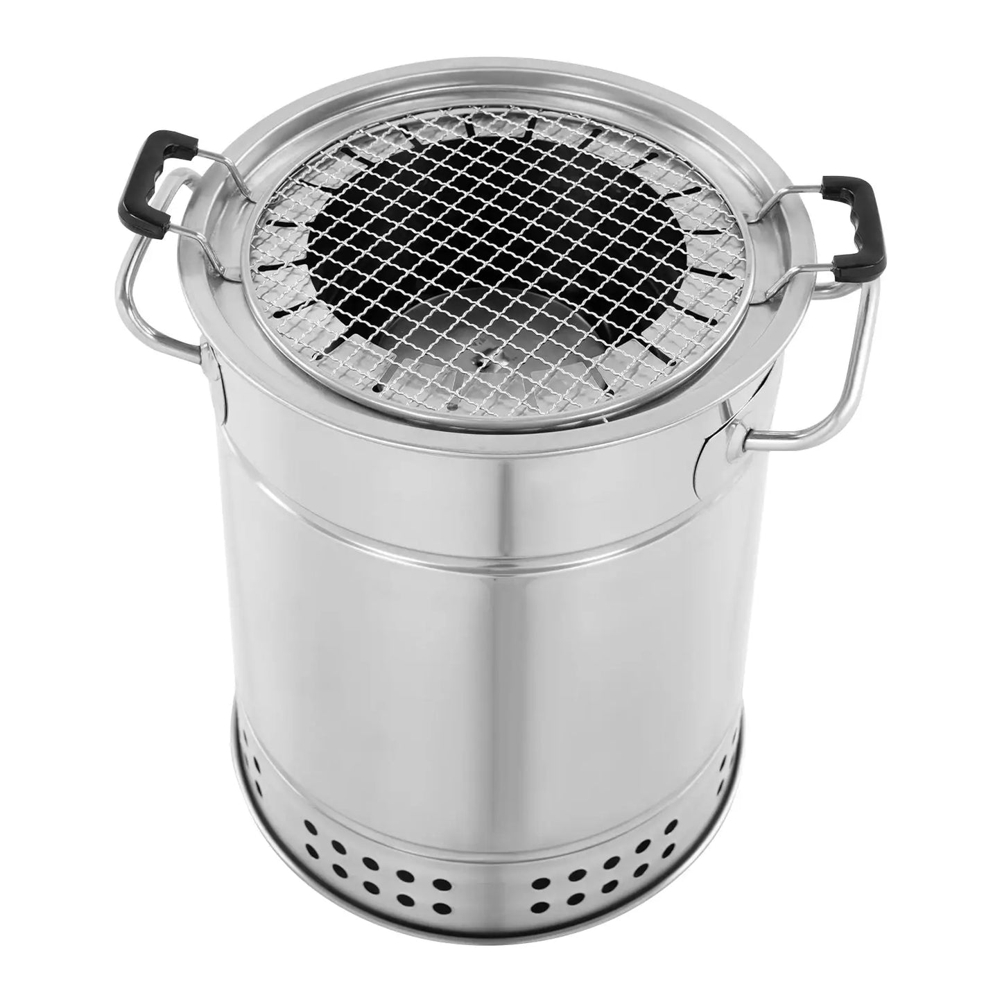 13*15in Silver Portable BBQ Charcoal Grill, Barbecue Grill, Stainless Steel Charcoal Grill with 20 Skewers for Picnics, Camping from PriceLows™