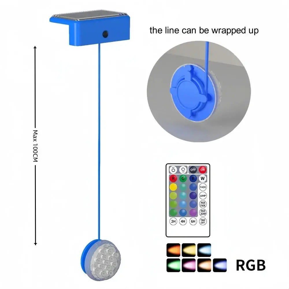 Solar RGB Swimming Pool Underwater Lights IP68 Waterproof Lighting Remote Control Brightness Levels Timer for Pond Pool Lights from PriceLows™