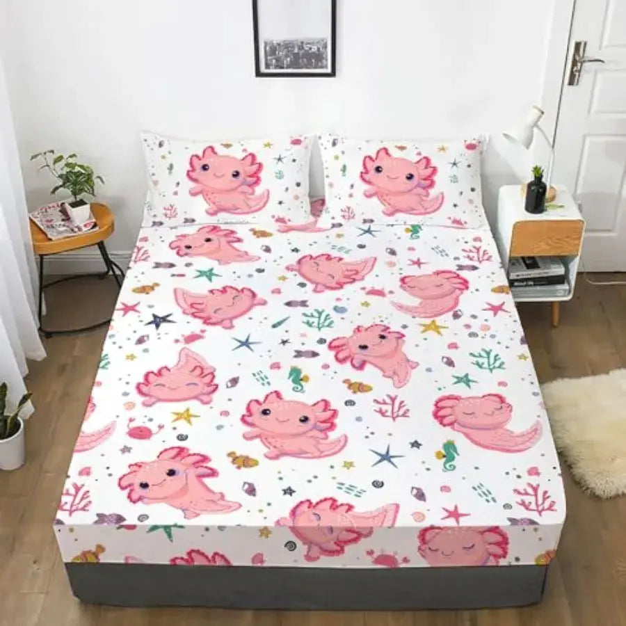 Girls Sheet Set for Pink - 3D Kawaii Ocean Bedding Bed Set - Microfiber Super Soft Bed Sheets Set 1 Fitted Sheet 2 Pillow Cases from PriceLows™