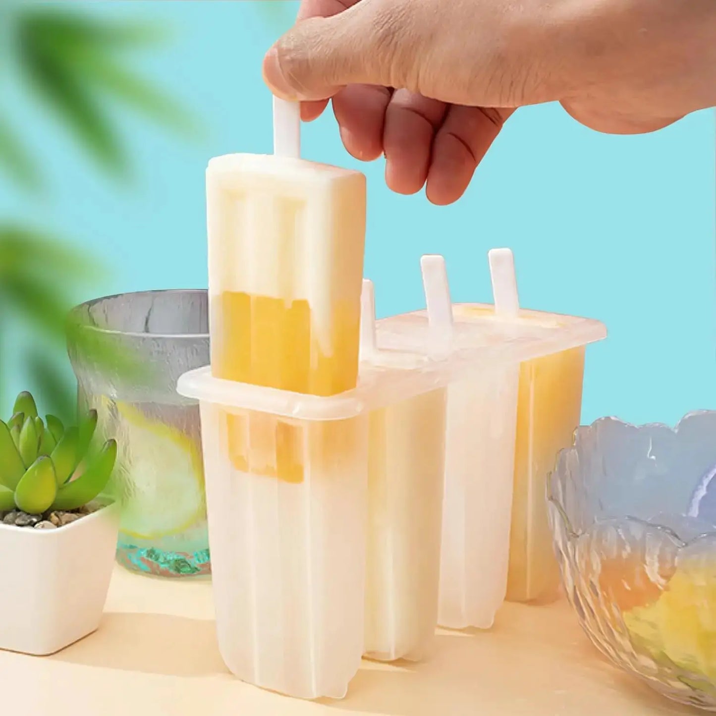 2 Pcs 4 Cavity Popsicle Mold for Homemade Ice Cream and Frozen Treats, Food-Grade Ice Pop Maker with Sticks, Easy Release Design from PriceLows™
