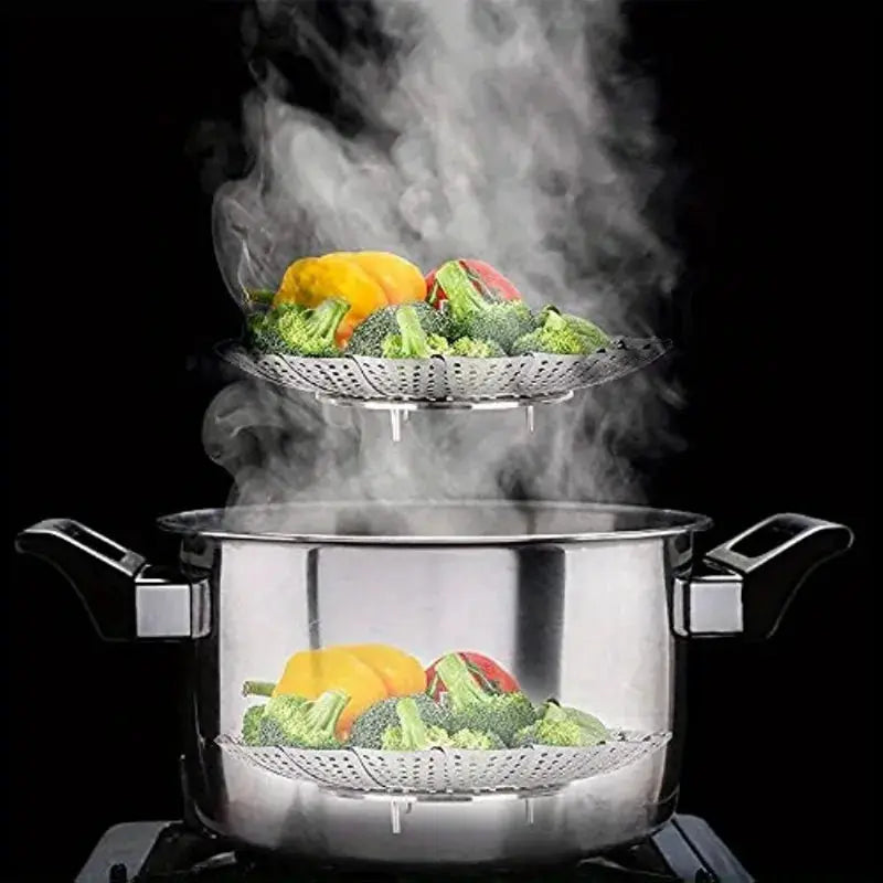 Stainless Steamer Basket | Expandable 6 to 10.5in | Foldable | Fits Pots