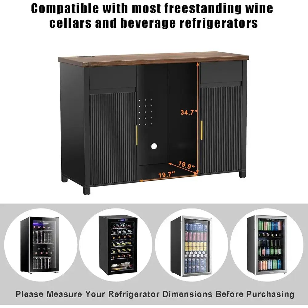 Large Coffee Bar Cabinet with Ridge Space, Mini Ridge Cabinet for Wine Storage, Buffet Sideboard Table, Modern Design, 53.2 Leng from PriceLows™