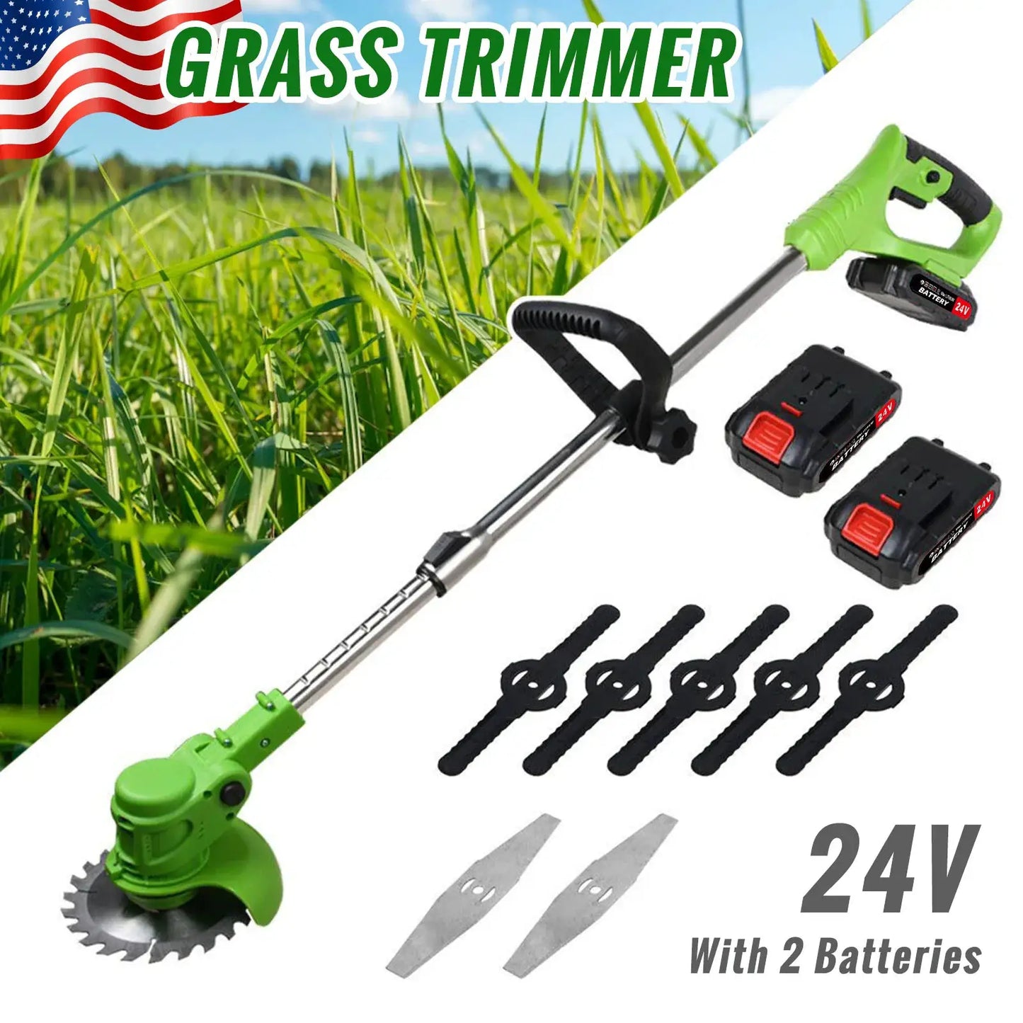 Weed Trimmer Lawn Electric Brushles 2-in-1 Cordless String Grass Trimmer Cutter Fast Charger With 2 xBattery for Yard Garden from PriceLows™