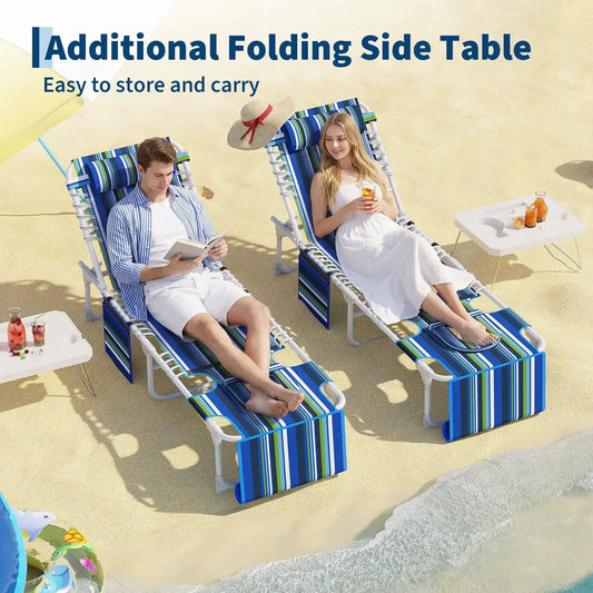 3-in-1 Face Down Tanning Chair With Side Table Lay Flat Folding Sunbathing Lounge Chair For Outdoor Beach Pool Patio 330 Lbs from PriceLows™