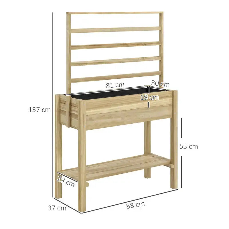 Planter Box with Support Frame,Raised Garden Bed with Support Frame, Equipped with Plant Stand and Shelves, Made of Wood-88 X 37 X 137 Cm from PriceLows™