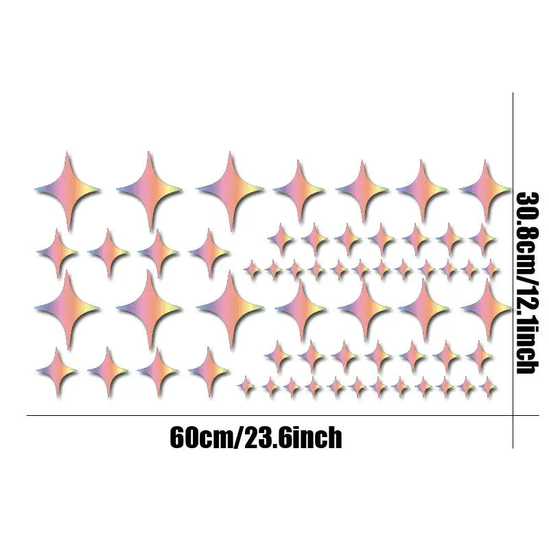 60pcs Large Car Sticker Full Of Stars, Star Set, Continuous Bead Star, Four Corner Star, Quadrilateral Star Vinyl Creative from PriceLows™