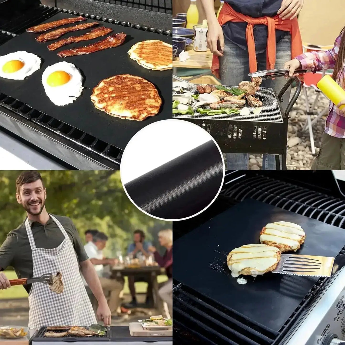 BBQ Grill Mats | Nonstick | Heat Resistant | 4 Pack 40x33cm 2mm
