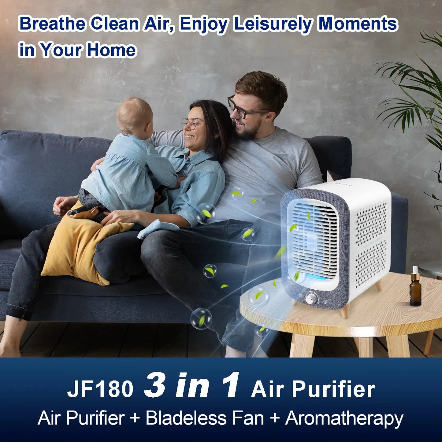 Jafanda Air Purifier for Home Bedroom 780sq ft, HEPA &Activated Carbon, Air Cleaner with Fragrance Sponge & Nightlight for Smoke from PriceLows™