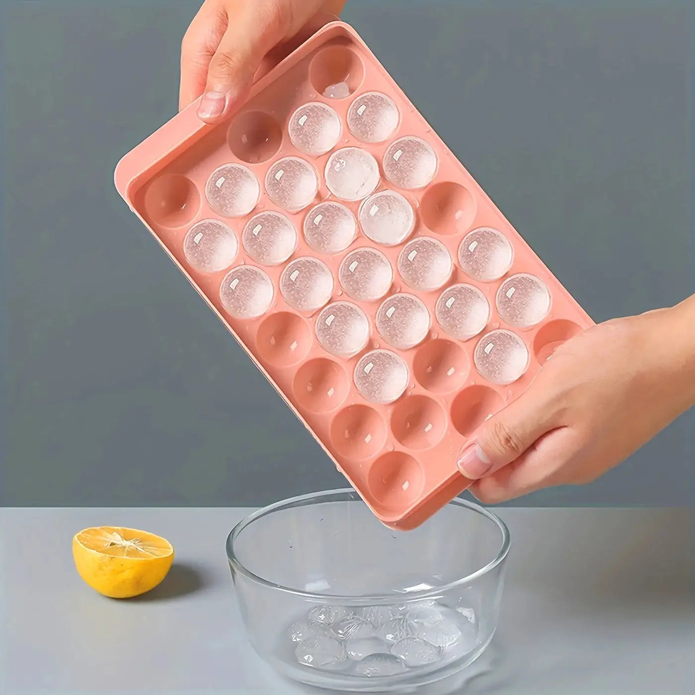1 Unit Blue Lidded Round Ice Mold, Freezer Ice Ball Former, Freezer Kitchen Gadget Tray For Frozen Beverages from PriceLows™
