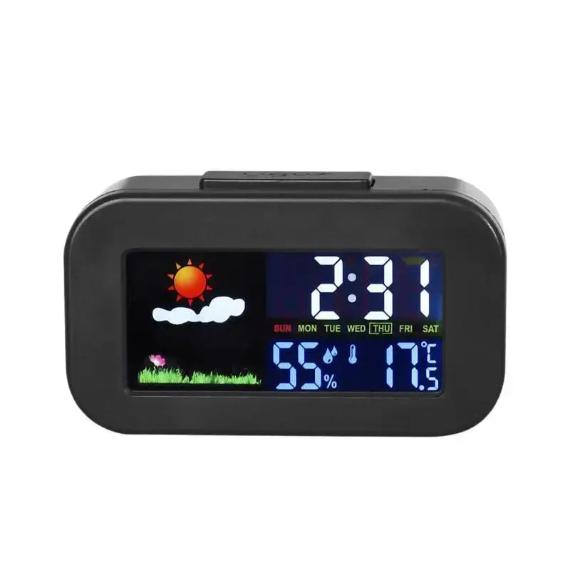 Intelligent Weather Station Clock Color Display Temperature Humidity Monitor Backlit Design for Bedroom Dorm Desk Kids Teens from PriceLows™