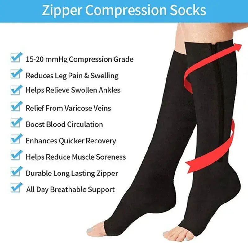 Knee High Compression Socks | 20-30 Mmhg Pressure | Nylon Athletic