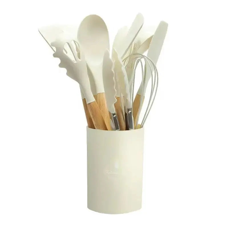 12-Piece Set Spatula Scraper Non-stick Kitchen Utensils Set Mini Version Silicone Kitchen Utensils Wooden Handle Silicone from PriceLows™