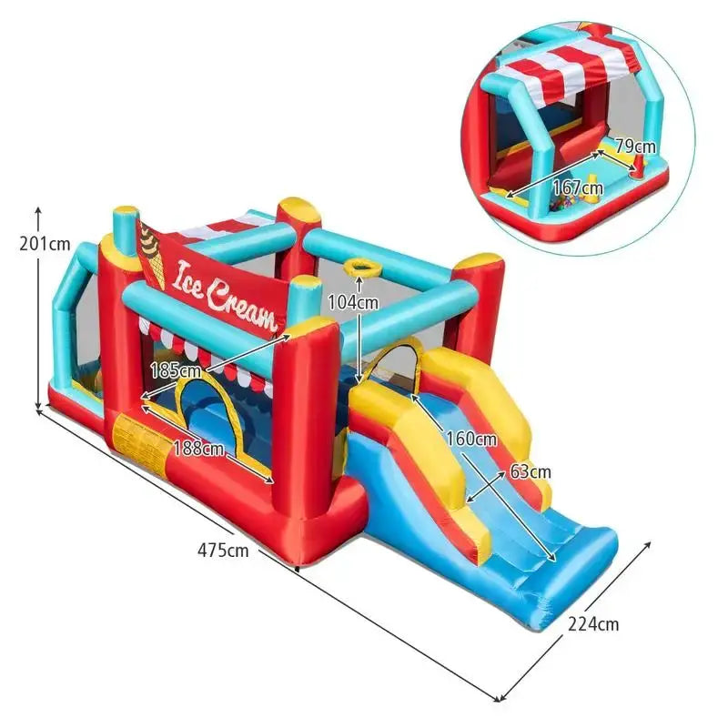 5-in-1 Ice Cream Inflatable Bounce House with Ball Pit and Slide without Blower from PriceLows™