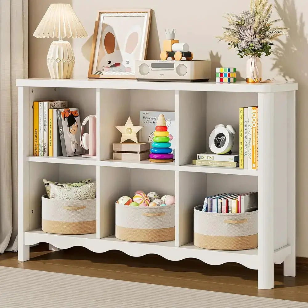 6-Cube Storage Organizer: Versatile Shelving for Books, Toys, and Display in Kids' Rooms, Living Spaces, and Offices (White) from PriceLows™