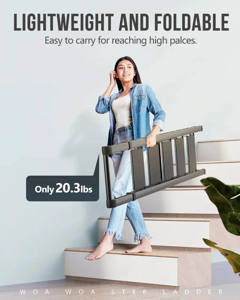 5 Step Ladder, Anti-Slip Pedals, Foldable Step Stool, Lightweight, Hold 300lbs, Reach 10ft for Home from PriceLows™