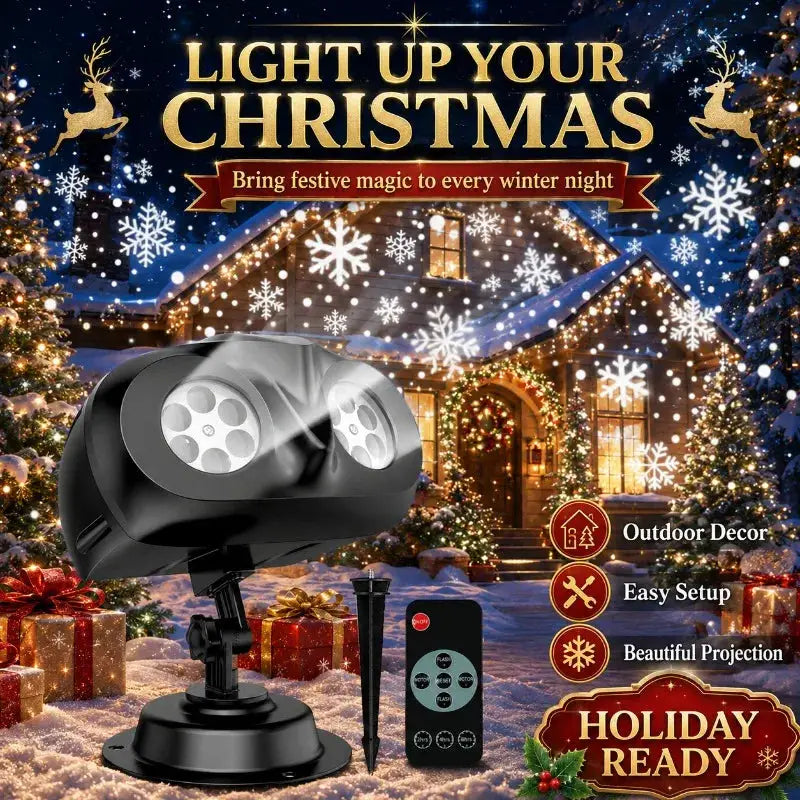 Snowflake Projection Light | Double Headed | Outdoor Waterproof | Plug In