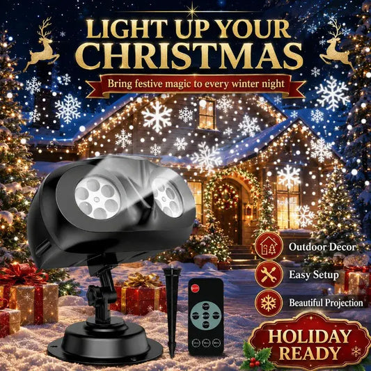 Snowflake Projection Light | Double Headed | Outdoor Waterproof | Plug In