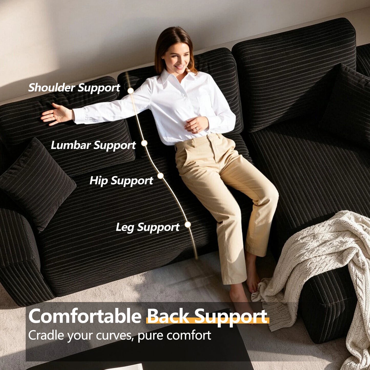 Sectional Sofa | L-Shaped With Chaise | No Assembly Required | 2000-2400mm Width
