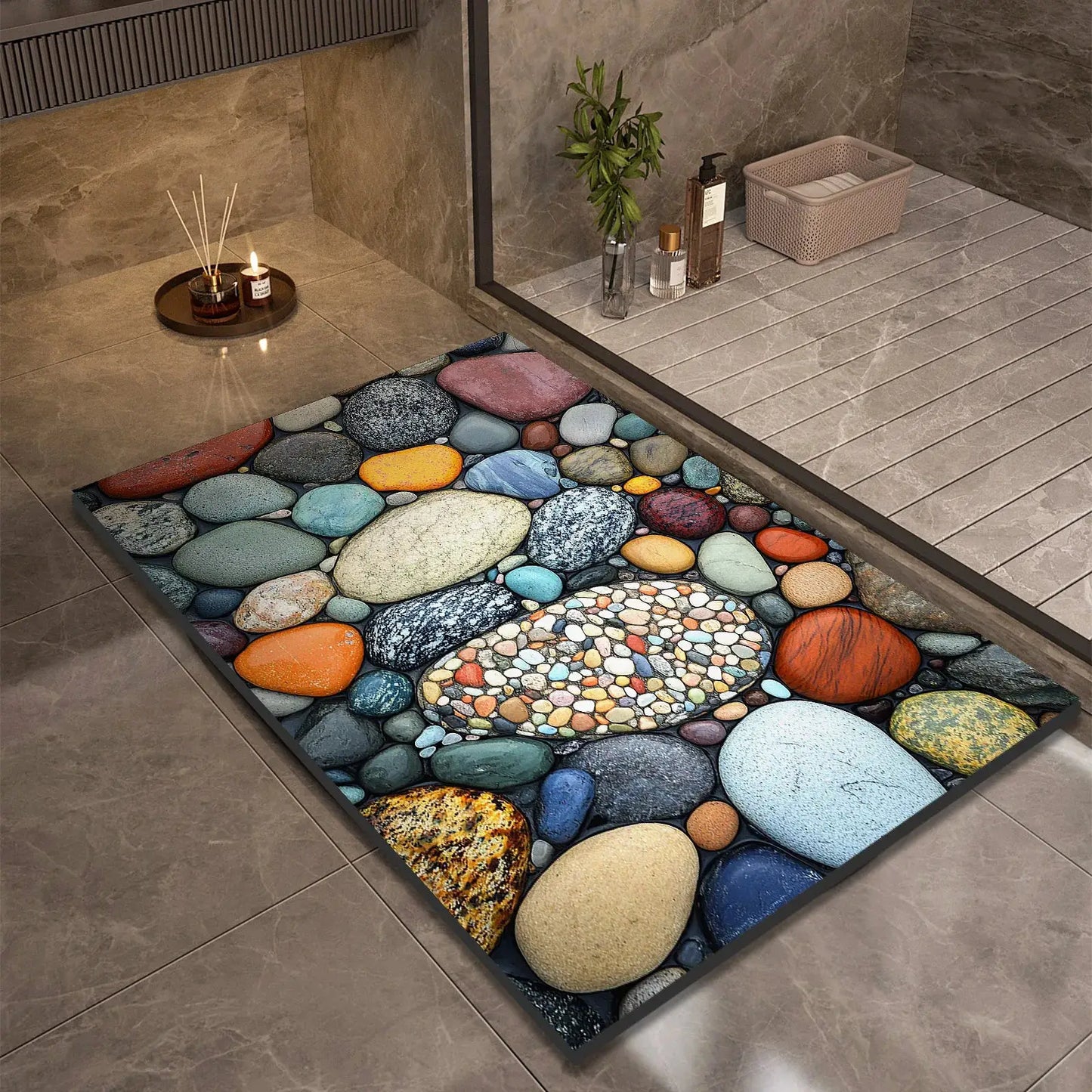 Stone Design Diatomite Bath Mat Bathroom Non-slip Shower Foot Mats Absorbent Quick Dry Toilet Rugs Carpet Doormat Washable from PriceLows™