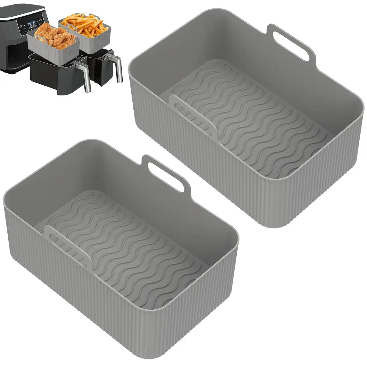 Air Fryer Silicone Liner | Ninja Dual Compatible | Food-Grade Silicone | 2 Pack