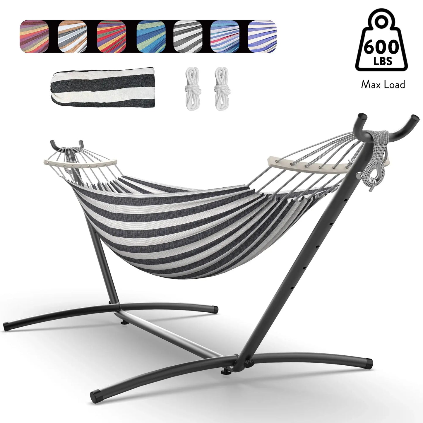 Gyroor Adjustable Stand Hammock - 600lb Capacity Stylish Hammock Bed with Storage Bag for Outdoor Relaxation from PriceLows™