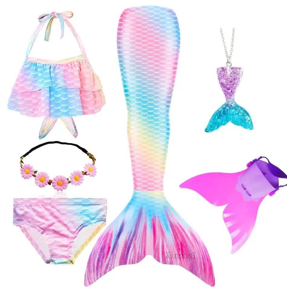 Girls Swimming Mermaid Tail Mermaid Costume Dress Cosplay Christmas Birthday Gift Swimsuit Can Add Monofin Fin Halloween Costume from PriceLows™