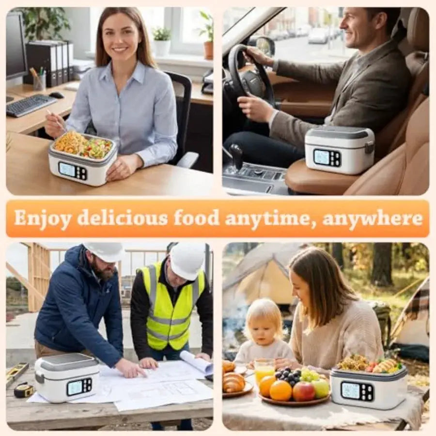 Cordless Heated Electric Lunch Box for Adults with Automatic Heating, 100W Portable Food Warmer Battery Powered with Scheduled from PriceLows™