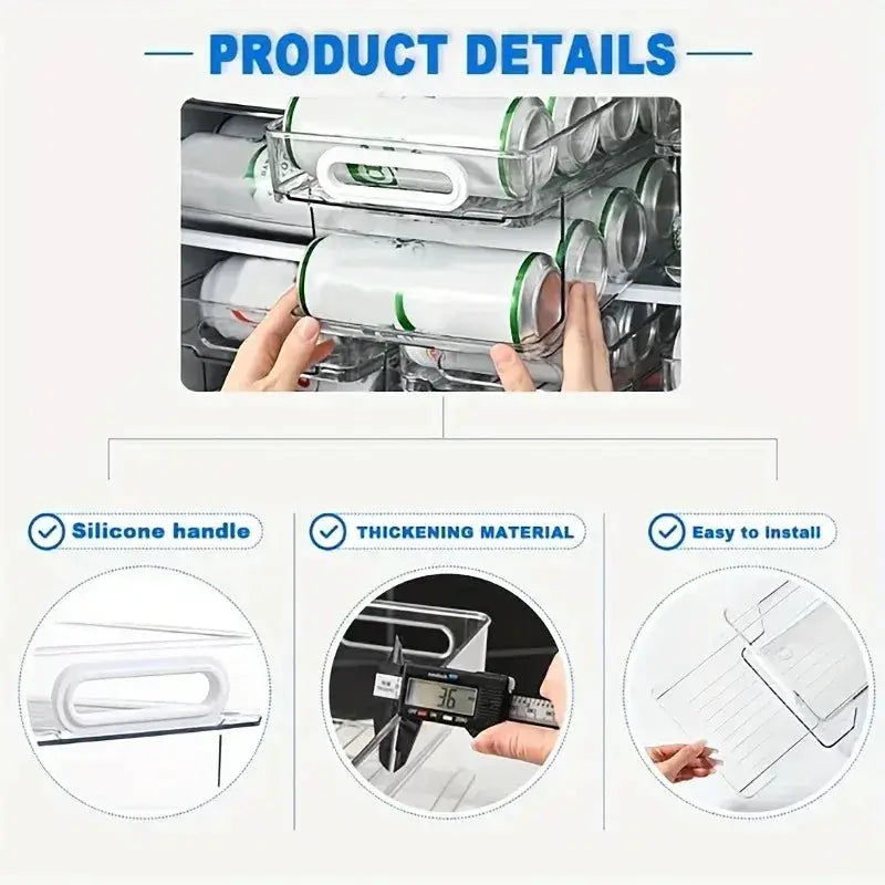 Soda Can Dispenser | 2-Tier | Clear Plastic | For Refrigerator
