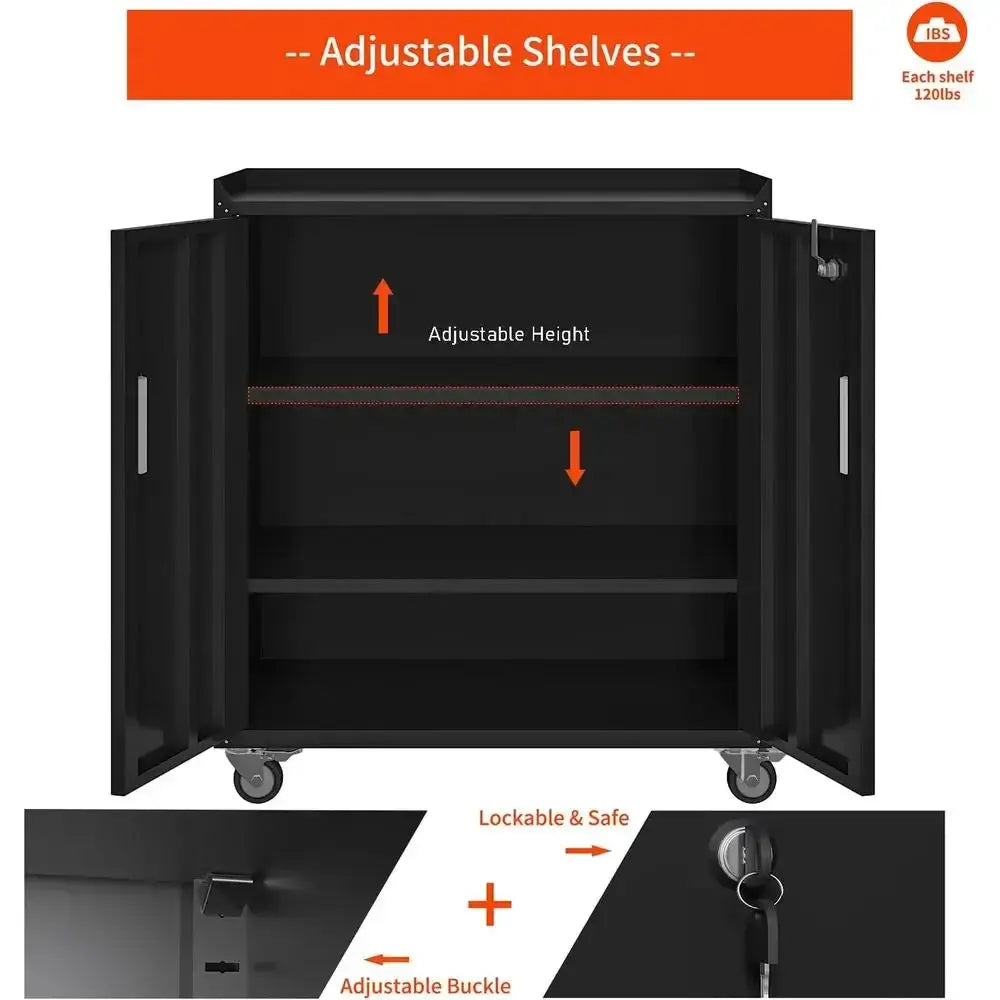 Metal Garage Storage Cabinet with Wheels ，Lockable Rolling Tool Chest on Wheels, Utility Cabinet or Home, Oice, Garage and Works from PriceLows™