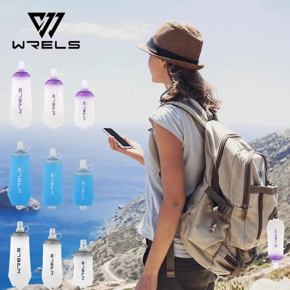 WRELS Folding Collapsible Soft Flask TPU BPA-Free Easy Grip Running Cycling Water Bottle Fitness Hydration Outdoor Water Bottle from PriceLows™