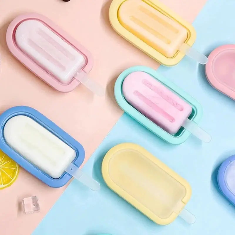 4Pcs Silicone Ice Lolly Moulds with Sticks Reusable Ice Cream Forms Popsicle Mold DIY Ice Cream Maker Ice Cube Mold Kitchen Tool from PriceLows™