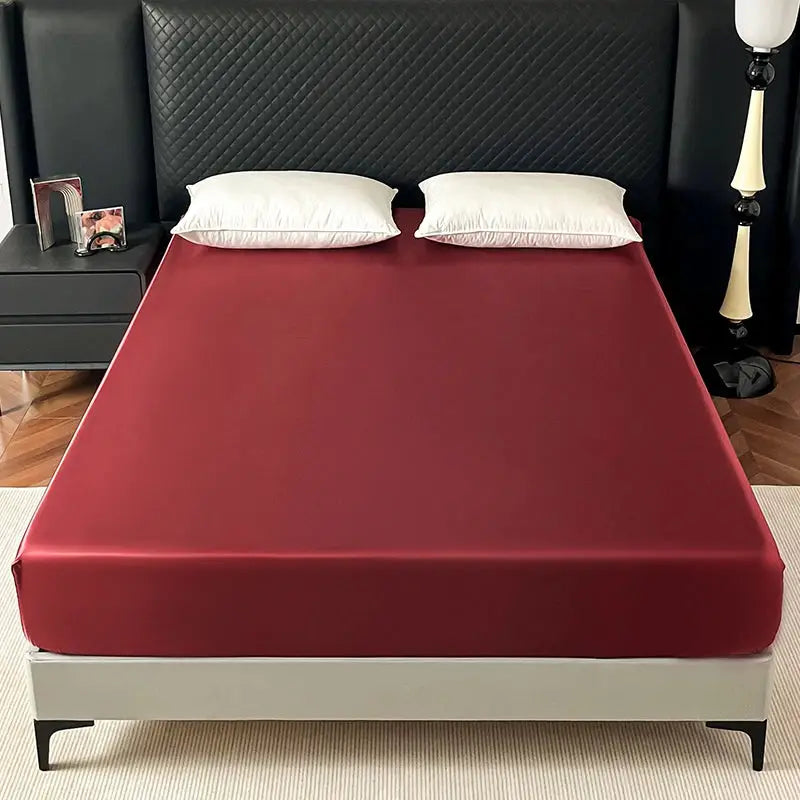 Satin Elastic Fitted Sheet Solid Mattress Cover 360 Band Bed Sheet for Single Double Couple King Queen Full Twin Bedsheet from PriceLows™